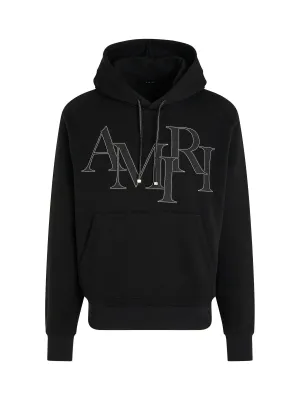 Staggered Logo Hoodie in Black