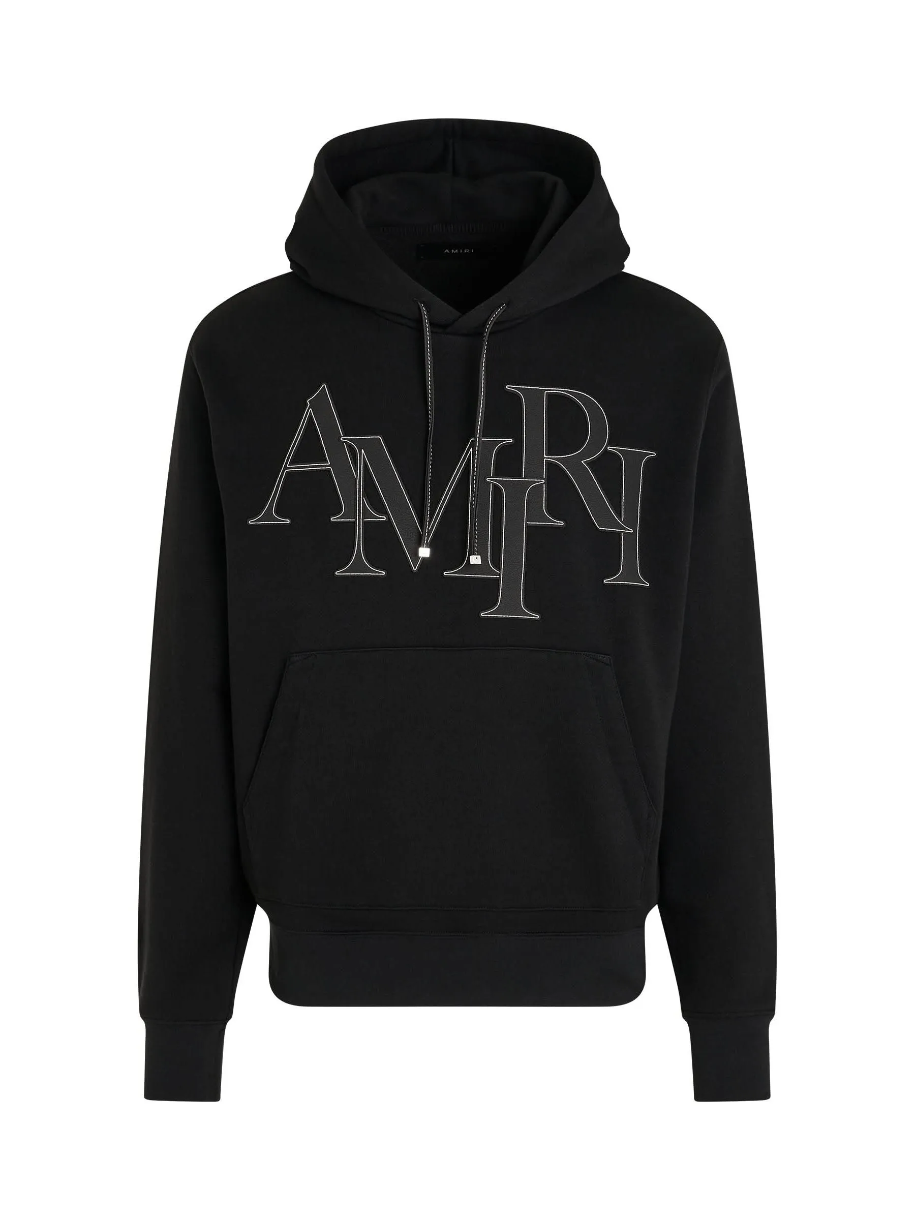 Staggered Logo Hoodie in Black