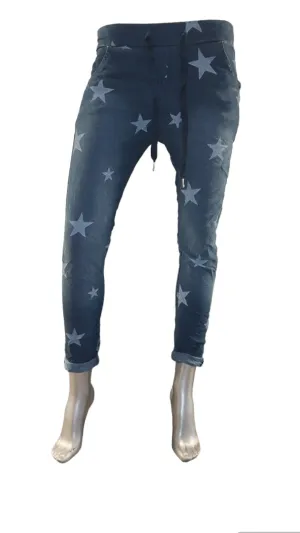 Star denim joggers