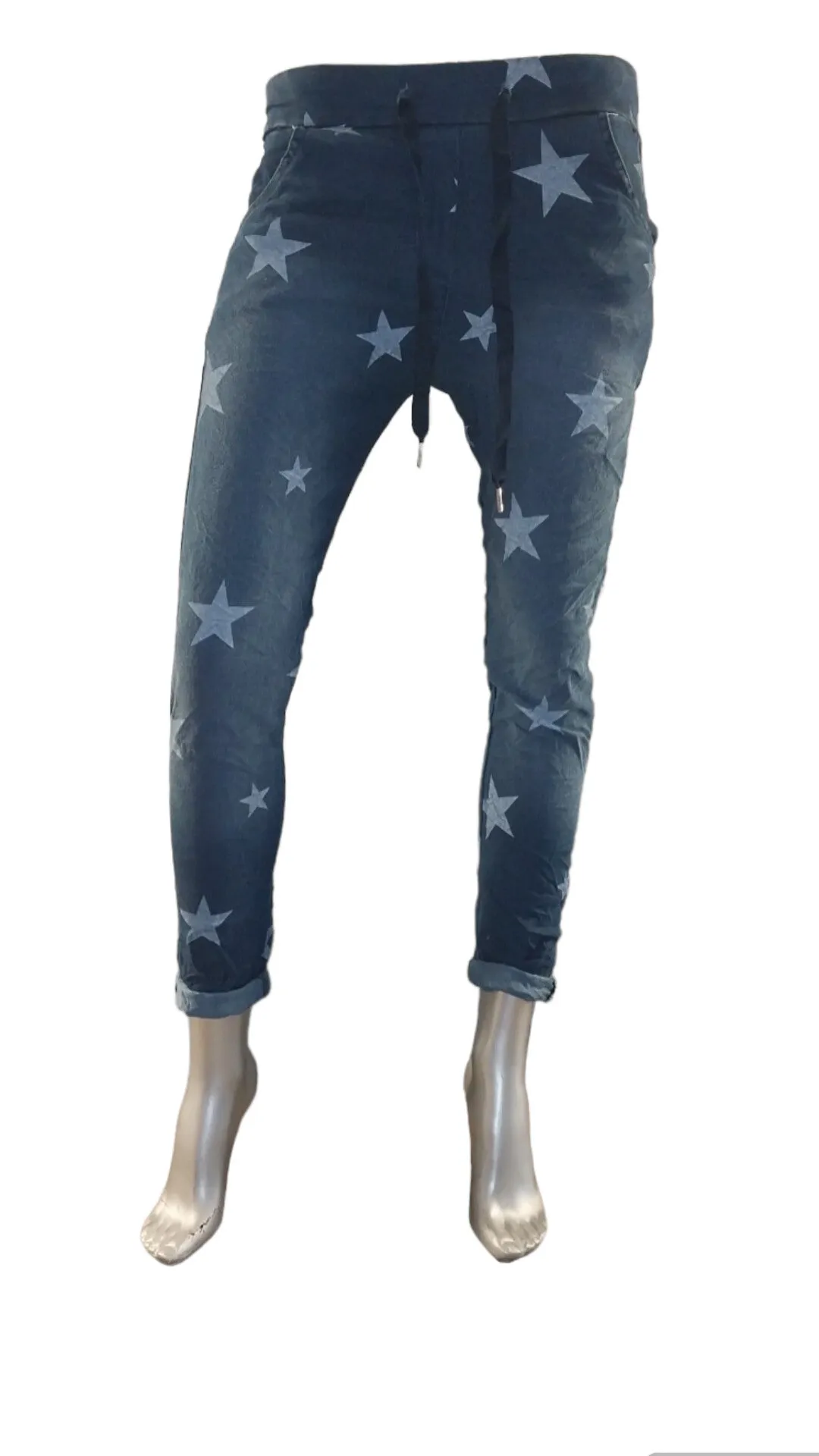 Star denim joggers