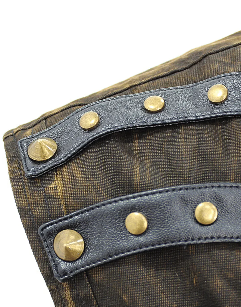 Steampunk Biker Style Zipper Sleeveless Waistcoat / Lace up on Back Waistcoat with Copper Buckles