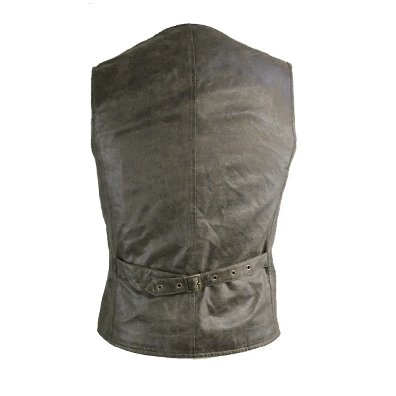 Steampunk Brown Waistcoat with Metal Busk Closure / Male Vintage Striped Vest with Buckles