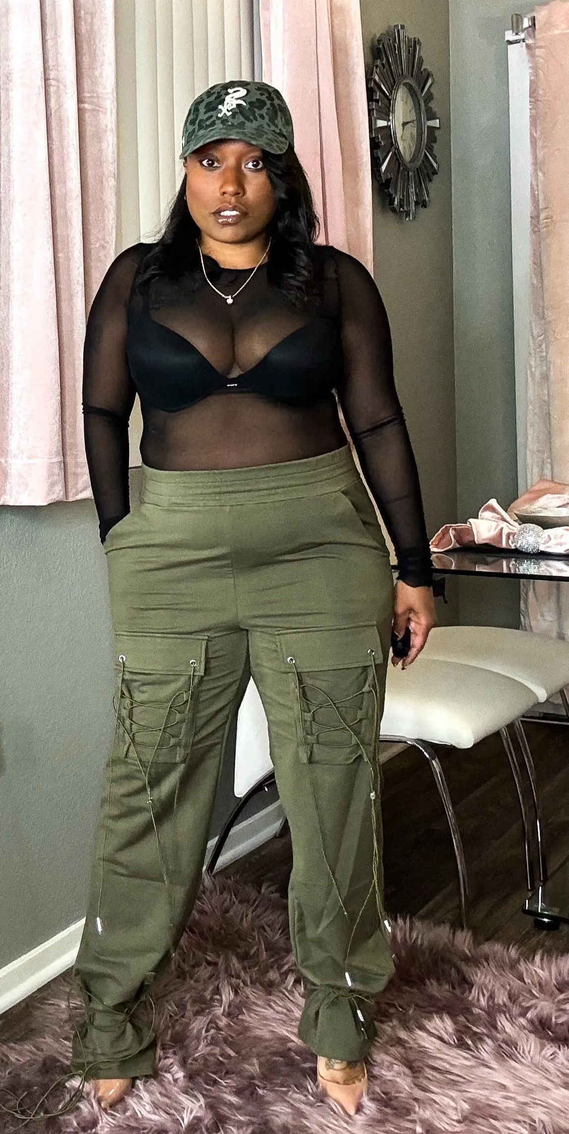 String Him Along Parachute Joggers (Olive)