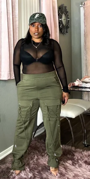 String Him Along Parachute Joggers (Olive)