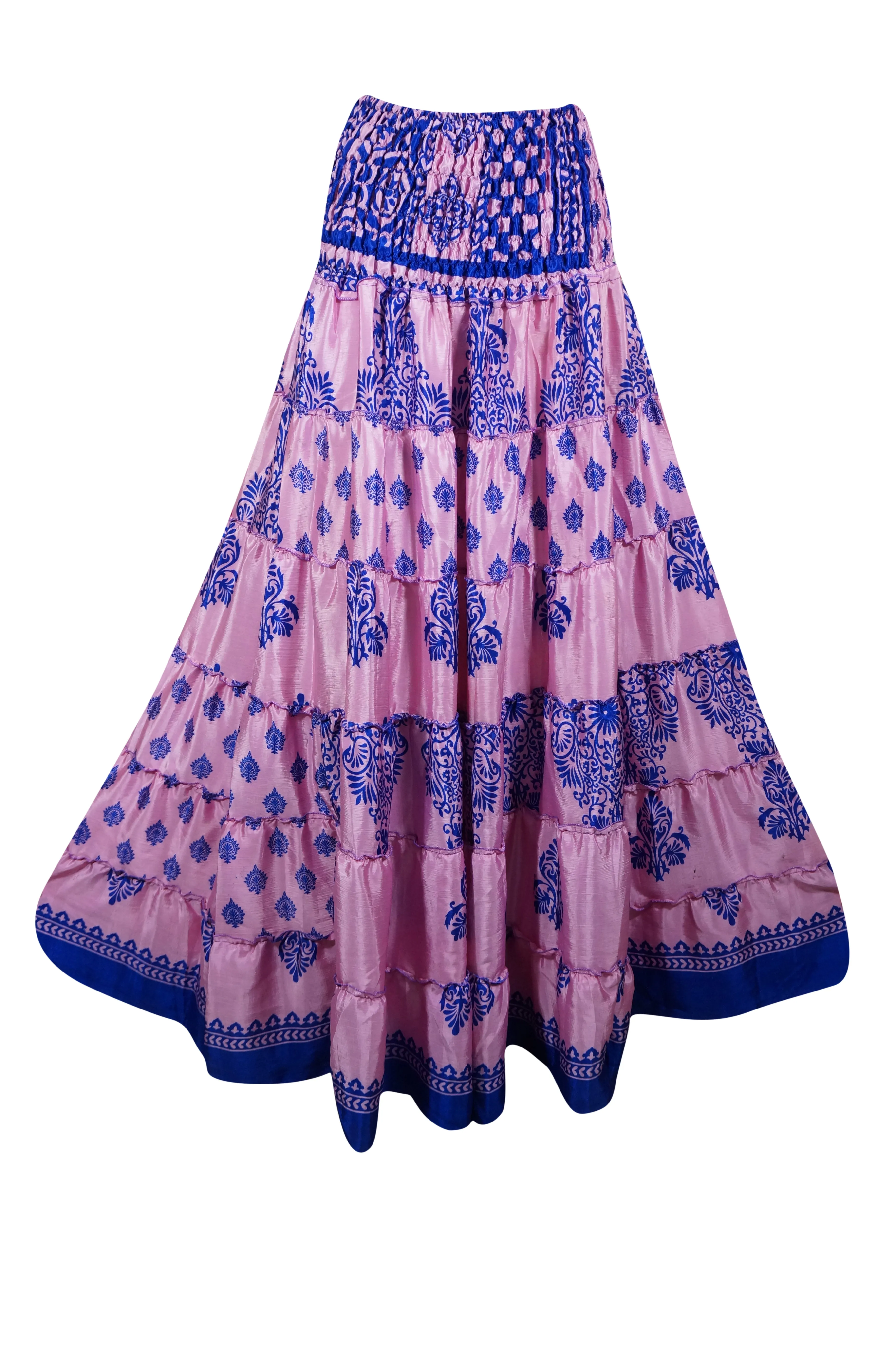 Summer Mauve Purple Floral Maxi Skirt Patchwork Boho Skirt Dress S/M