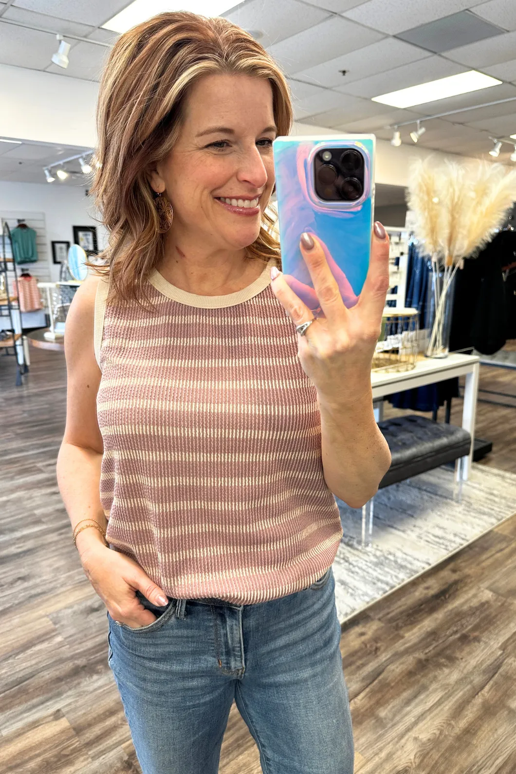 Textured Striped Tank Top