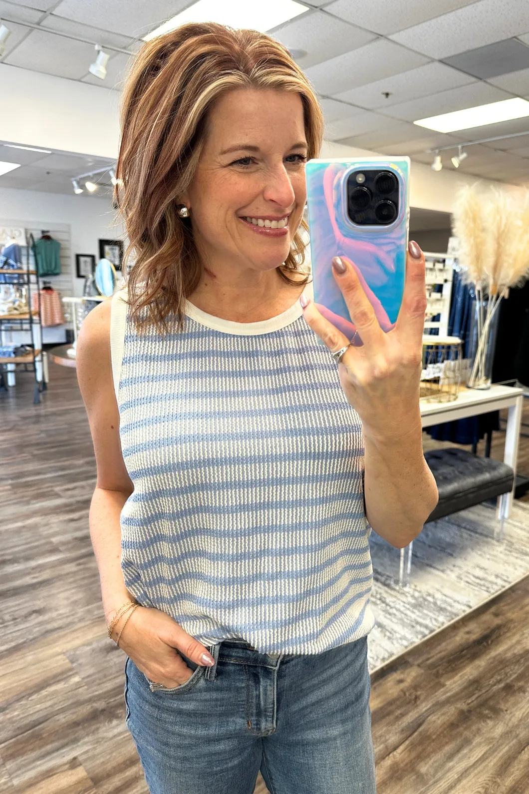 Textured Striped Tank Top