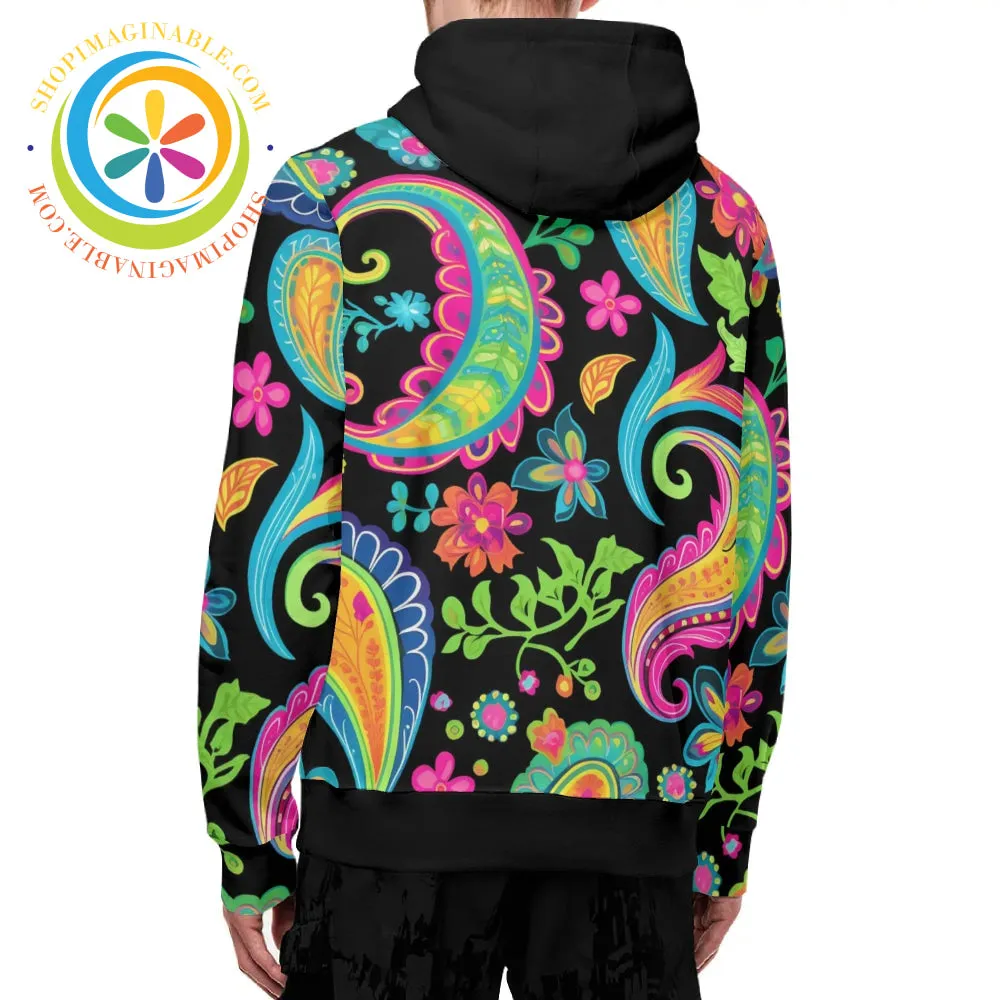 The Boldest Paisley Full Zip Turtleneck Hoodie Streetwear
