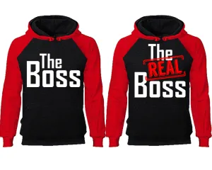 The Boss & The Real Boss Couple Matching Raglan Hoodies – Comfortable Unisex Pullover | Sold Separately in Sizes & Colors
