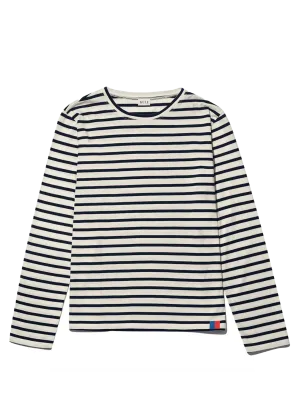 The Modern Long Tee in Cream/Navy