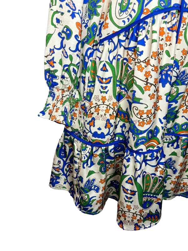 Trimmed Tiered Dress • Boho Paisley