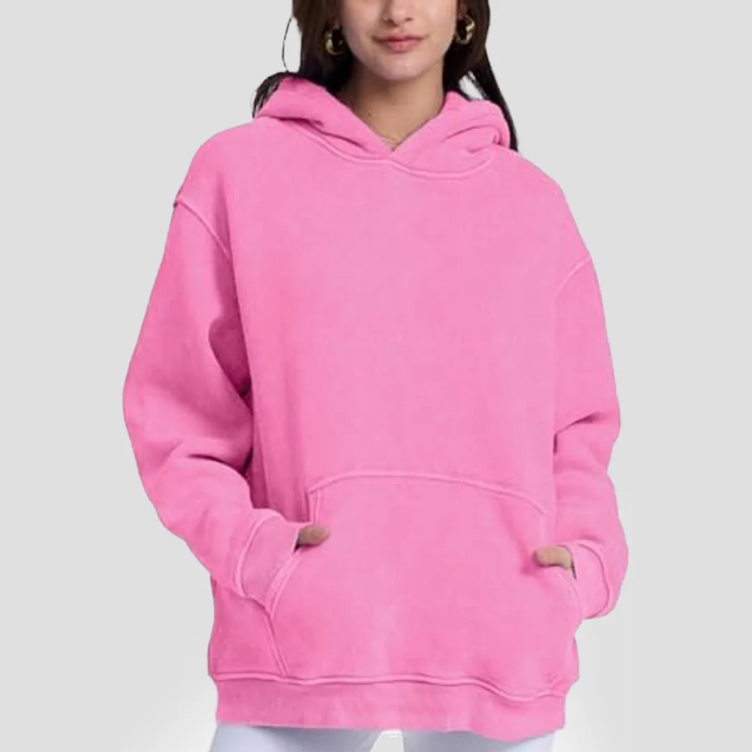 Unisex Premium Fleece - Plain Pink Hoodie