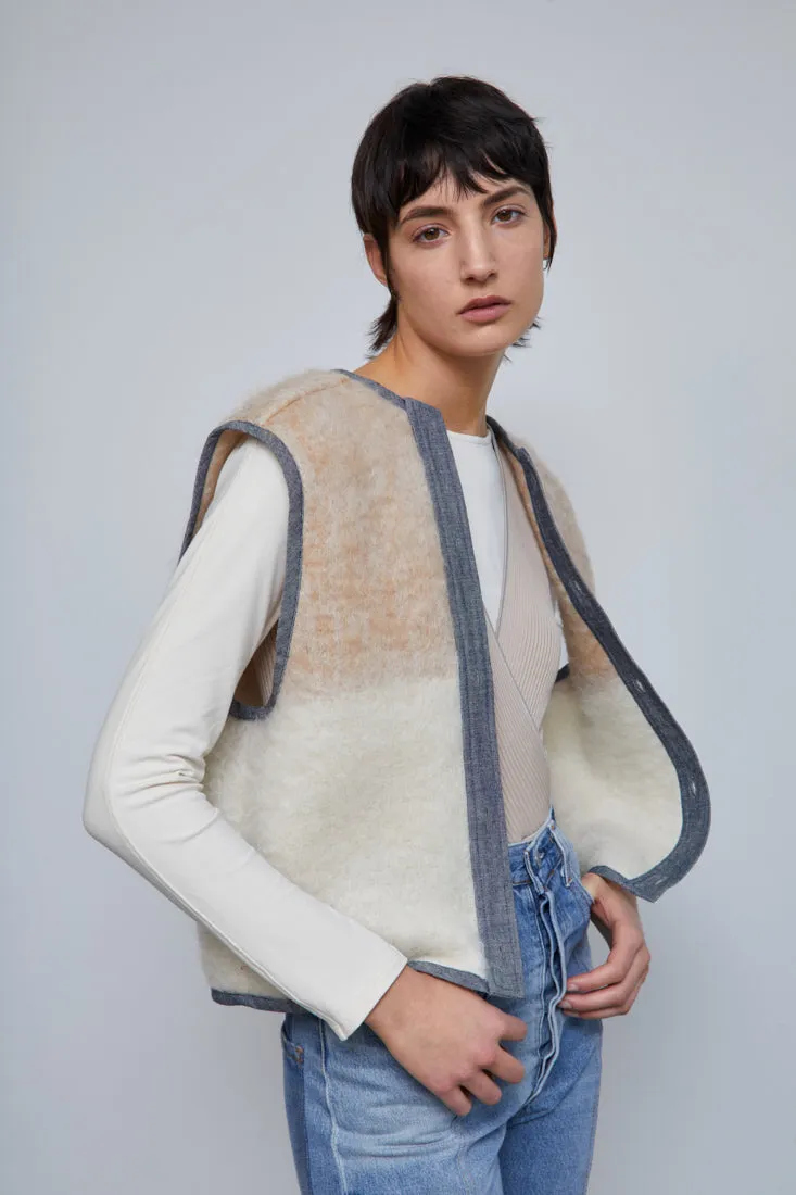 Upcycled Neutral Stripe Mohair Vest