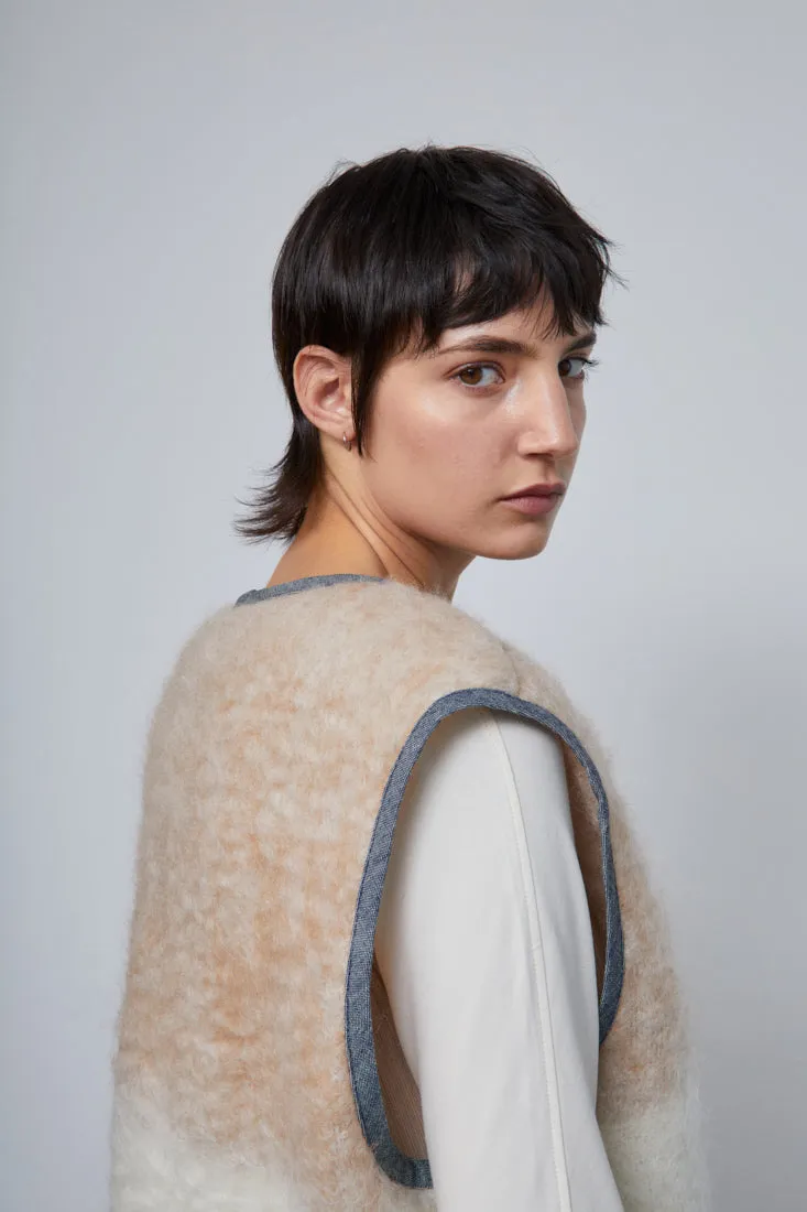 Upcycled Neutral Stripe Mohair Vest