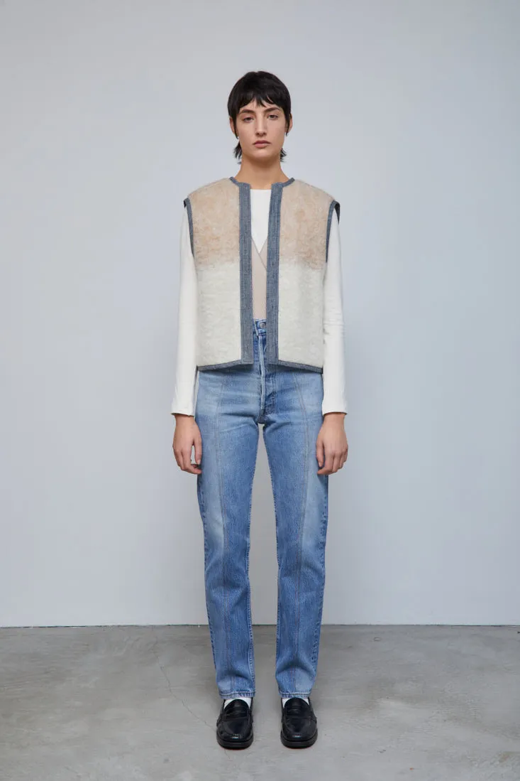 Upcycled Neutral Stripe Mohair Vest
