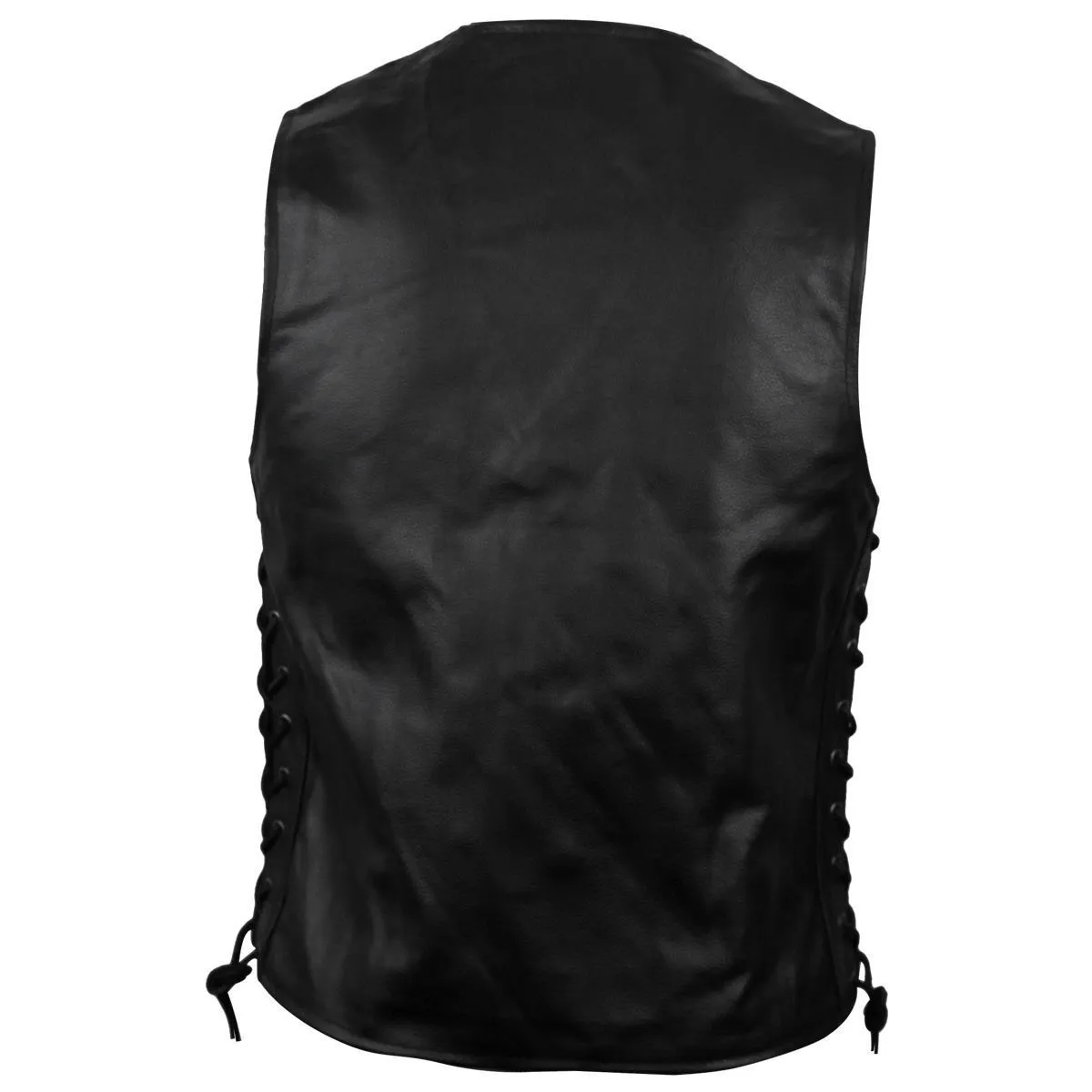 Vance Leathers Mens Black Straight Bottom Leather Motorcycle Vest