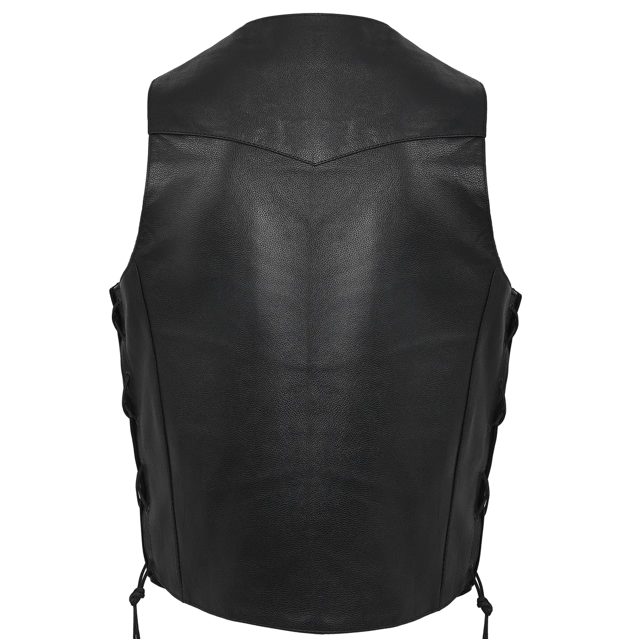 Vance VL922S Men's Black Side Laces Leather Biker Motorcycle Vest