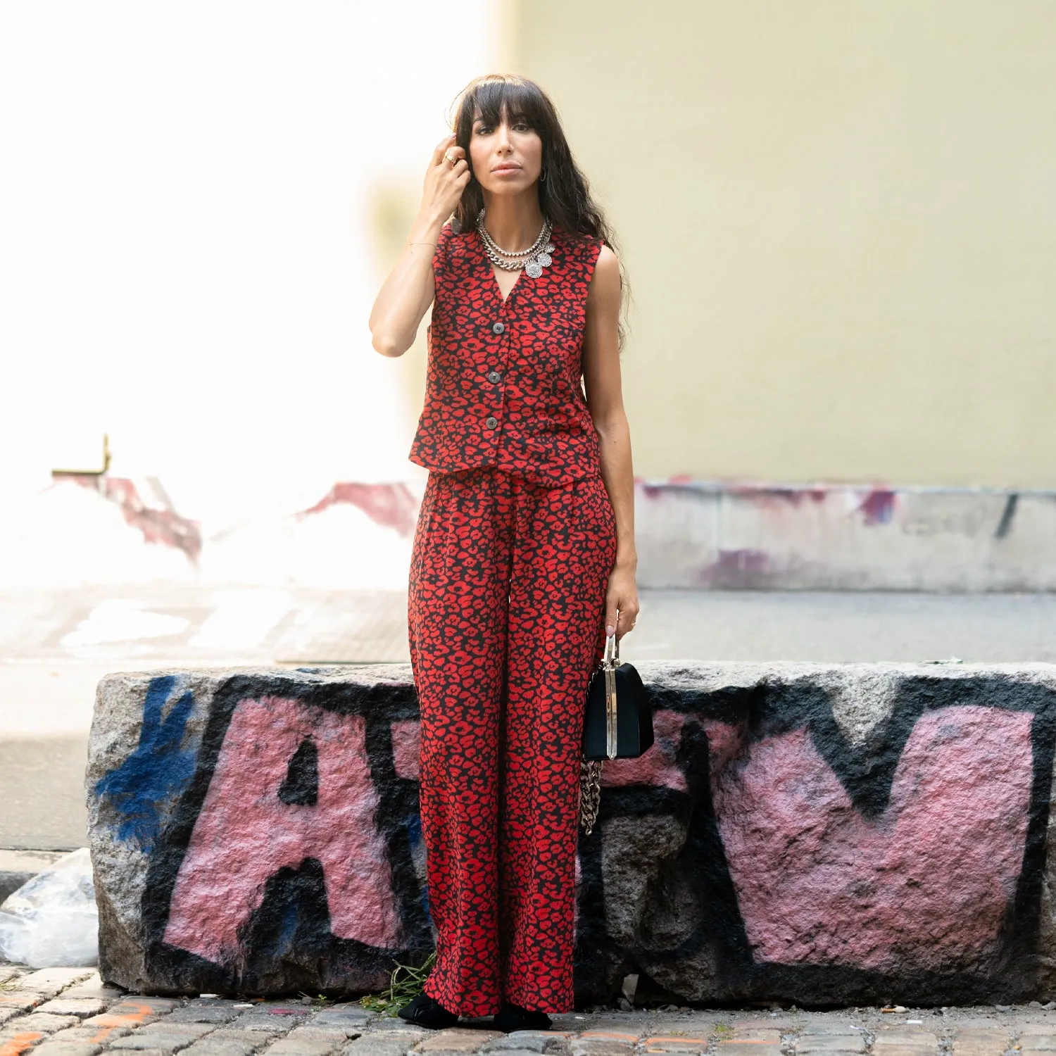 Vest - Black & Red Animal Print