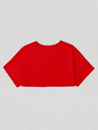 Vibrant Red Printed Crop Top