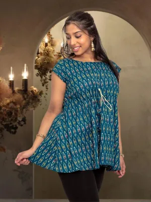 Vibrant Verve - Blue Printed Short Top