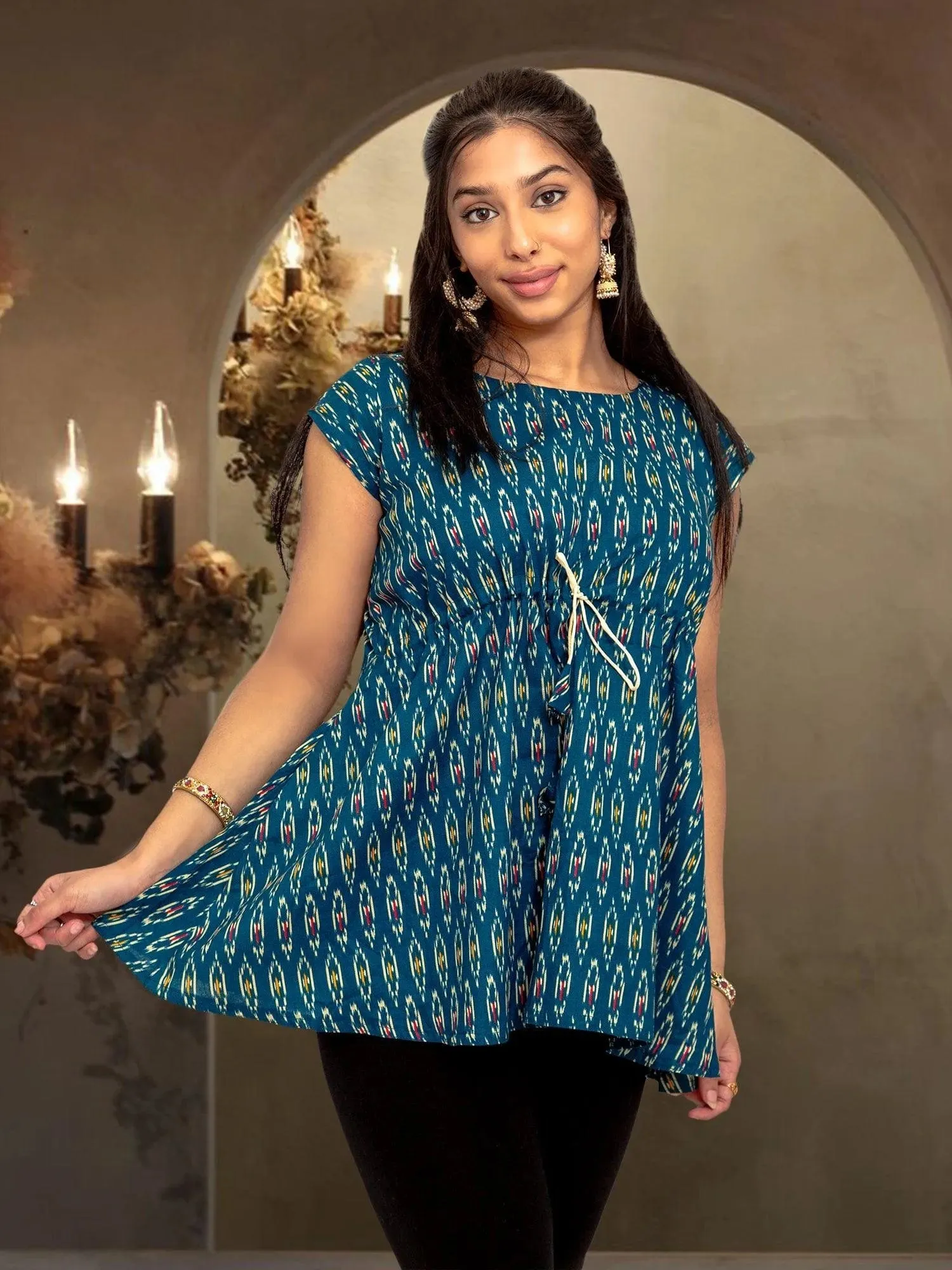 Vibrant Verve - Blue Printed Short Top