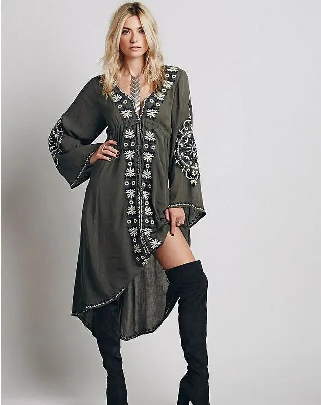 Vintage Floral Cotton Boho Dress