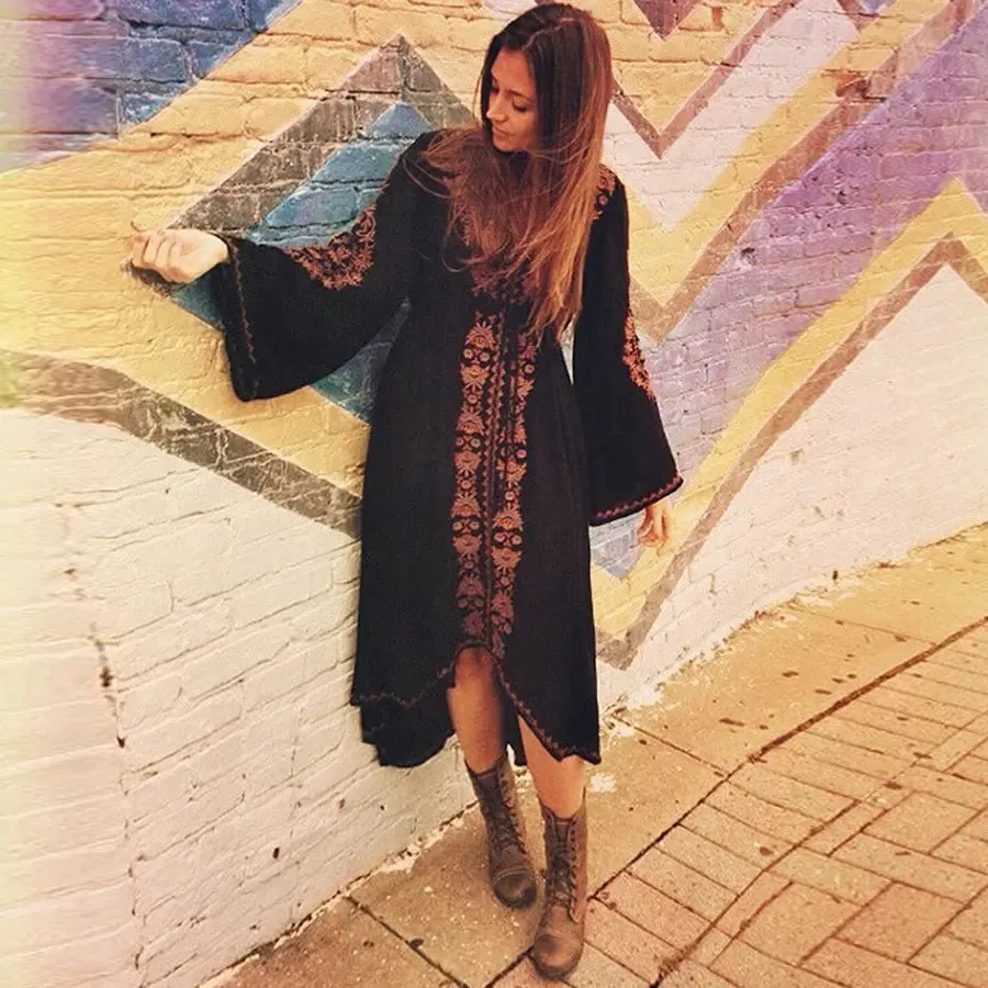 Vintage Floral Cotton Boho Dress
