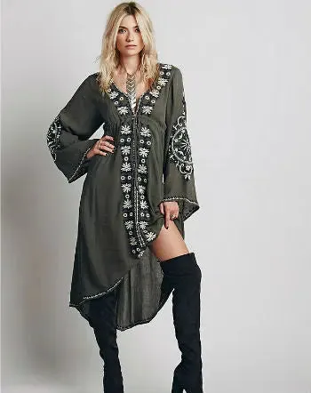 Vintage Floral Cotton Boho Dress