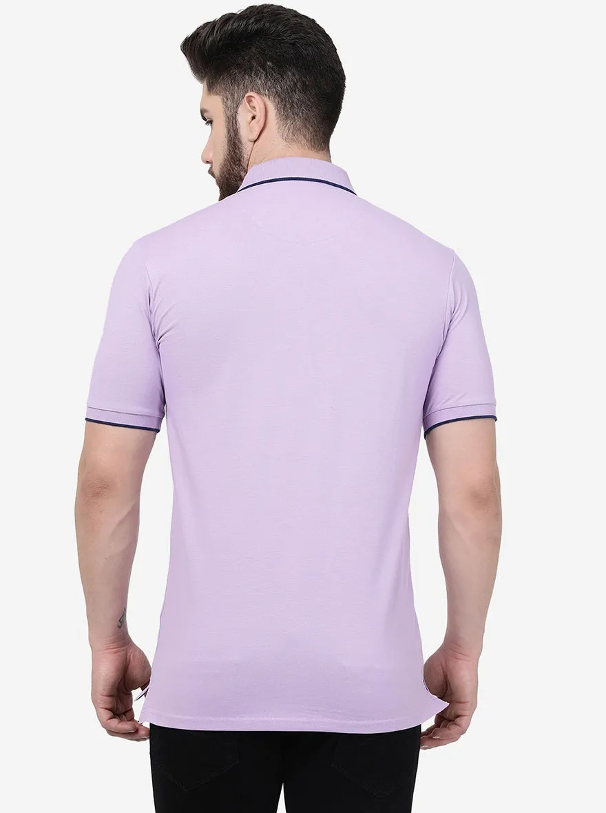Violet Solid Slim Fit Polo T-Shirt | JadeBlue