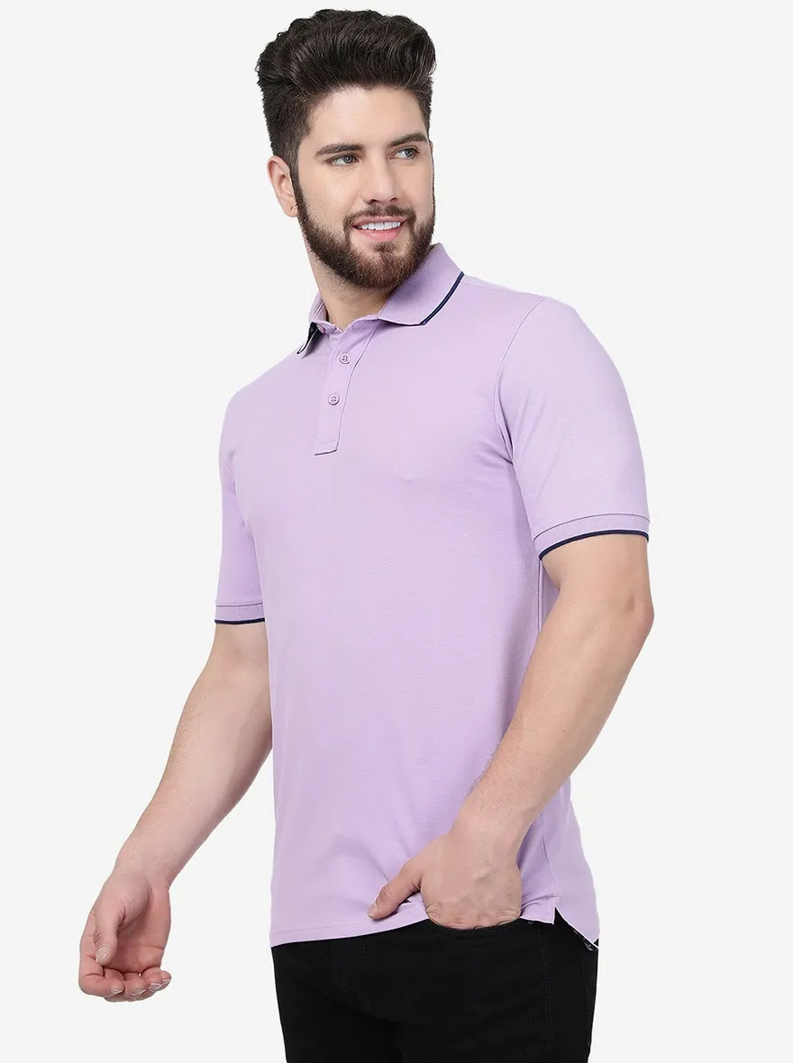 Violet Solid Slim Fit Polo T-Shirt | JadeBlue
