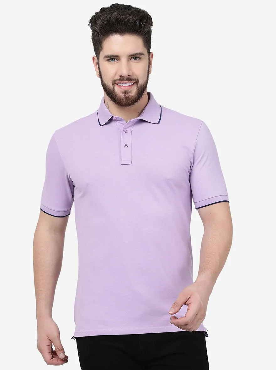 Violet Solid Slim Fit Polo T-Shirt | JadeBlue