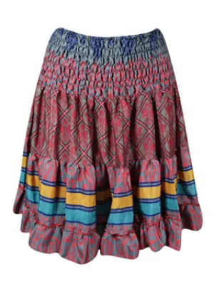 Women Boho Chic Skirt Gray, Pink  Beach Recycle Silk Stylish Skirts S/M