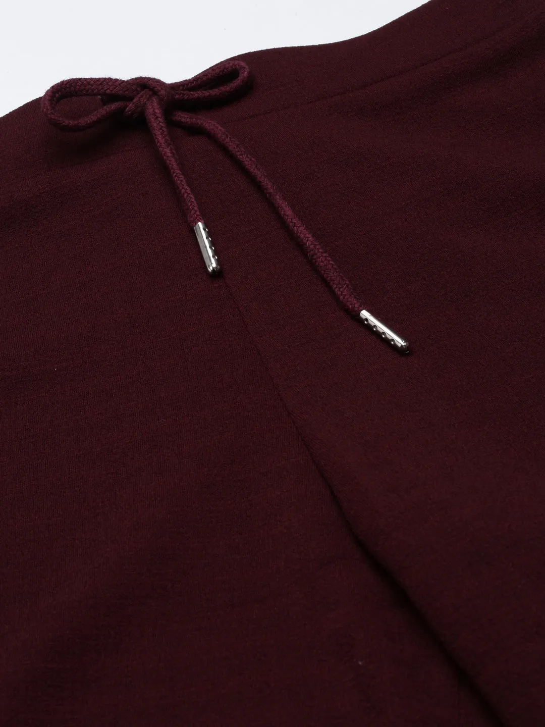 Women Maroon Straight Fit Cropped Parallel Trousers