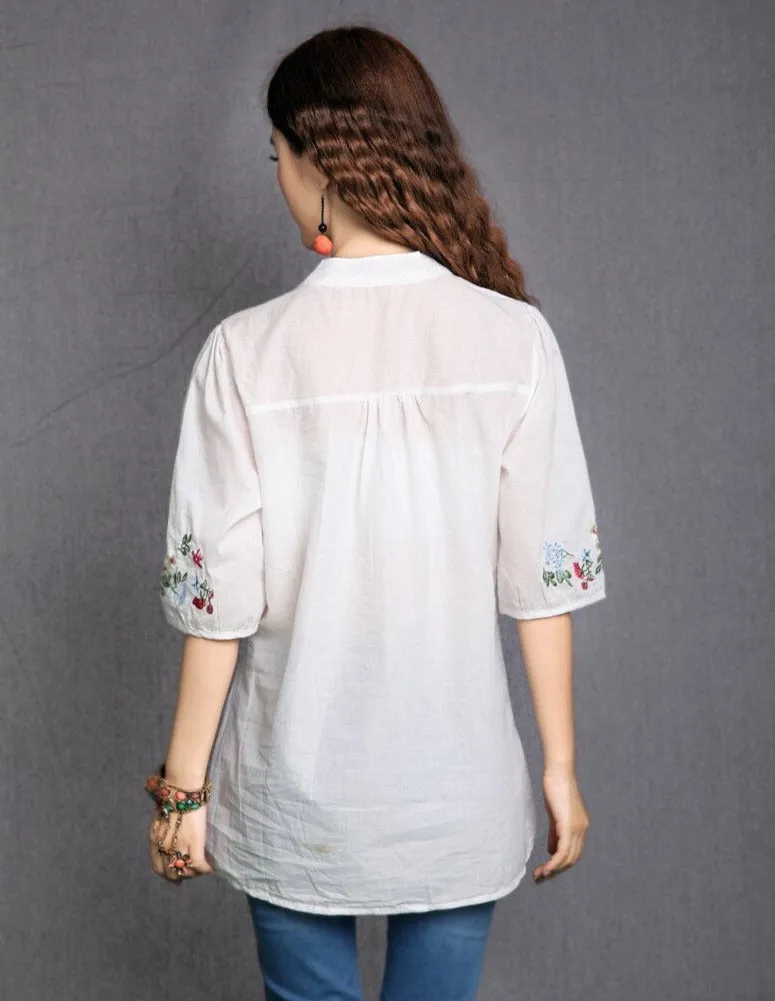 Women Vintage Floral Embroidered Boho Hippie Dress