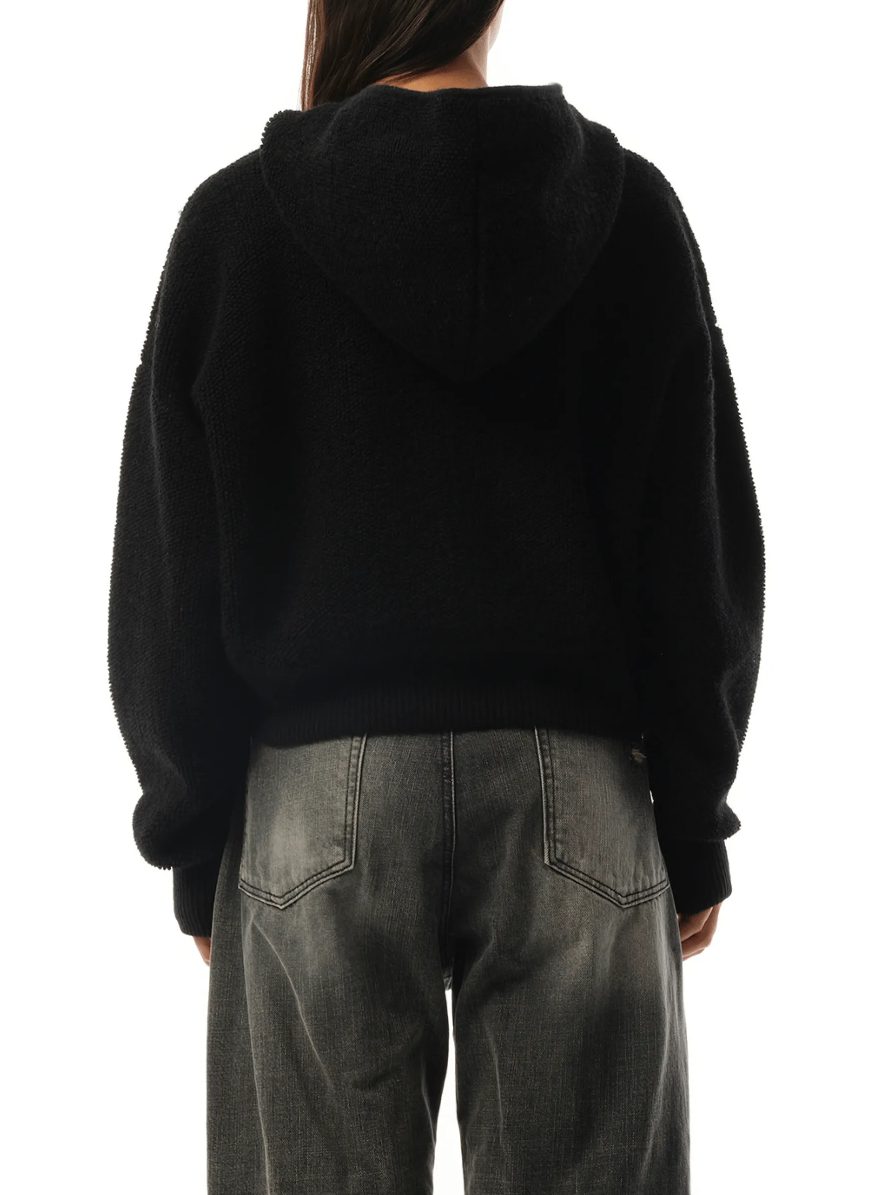 Womens Knit Hoodie in Black