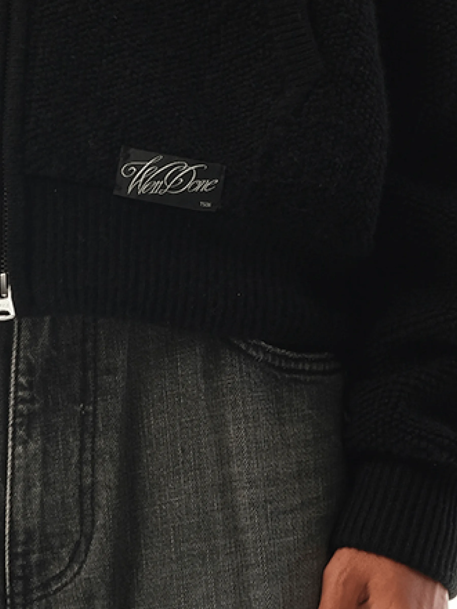 Womens Knit Hoodie in Black