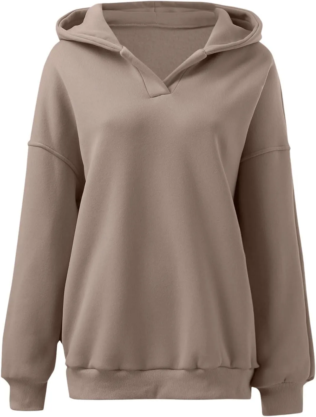 Womens Oversized Hoodies V Neck Sweatshirts Casual Oversized Long Sleeve Fleece Tops Comfy Preppy Hooded Pullovers