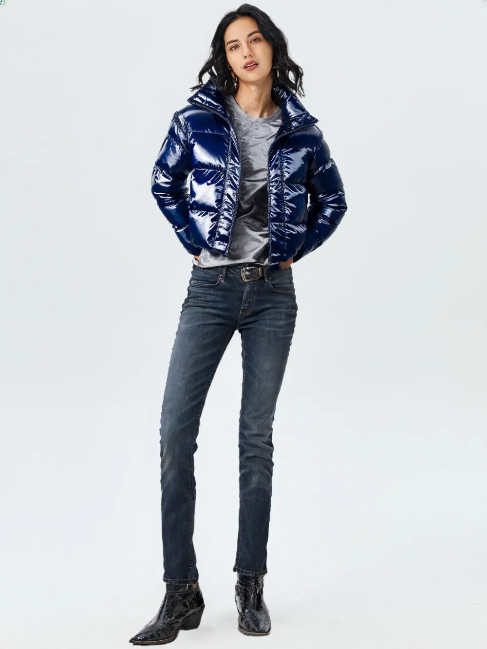 WPJ25005 Women's 100% PU Puff padded Jacket in shinny PU