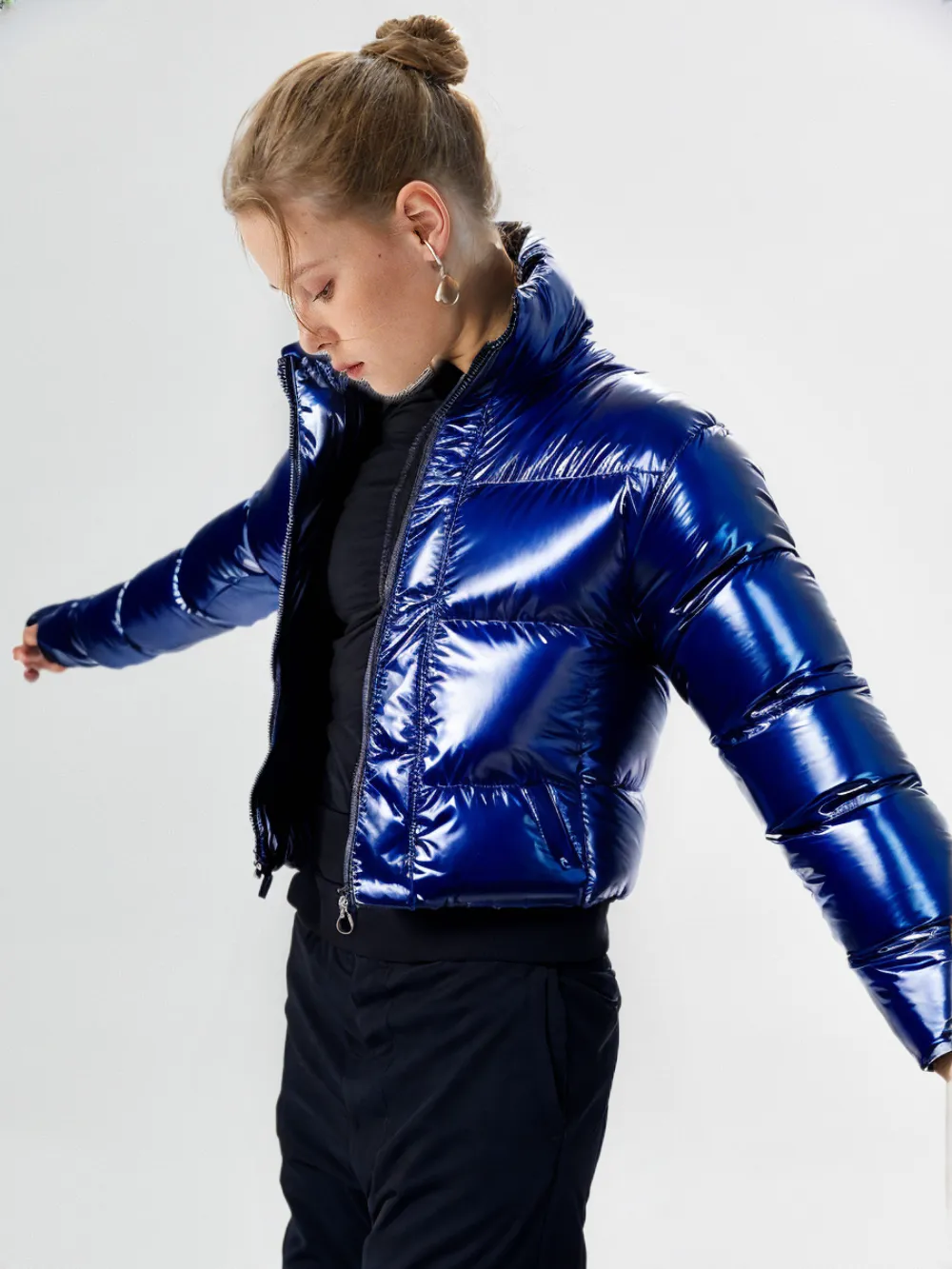 WPJ25005 Women's 100% PU Puff padded Jacket in shinny PU